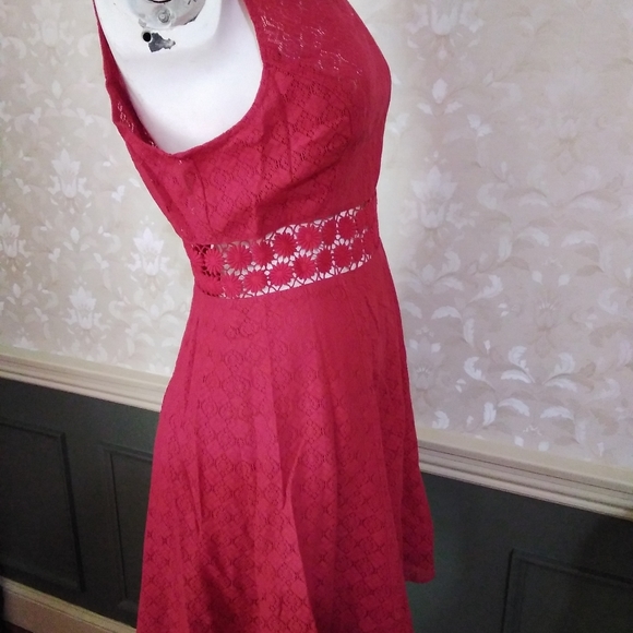 FREE PEOPLE Maroon Red Lace Embroidered Dress - Picture 8 of 11